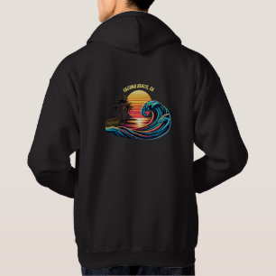 Zonsondergang Retro Surf Wave Hoodie