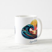 Zonsondergang Retro Surf Wave Koffiemok (Voorkant rechts)