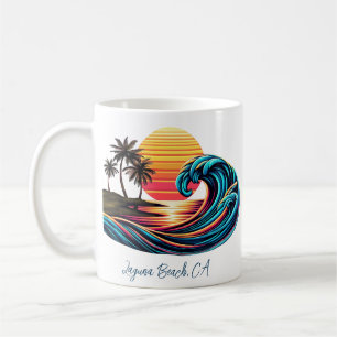 Zonsondergang Retro Surf Wave Koffiemok