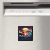 Zonsondergang Retro Surf Wave Magneet (Insitu (Vaatwasser))