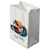 Zonsondergang Retro Surf Wave Medium Cadeauzakje (Voorkant Gekanteld)