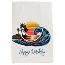 Zonsondergang Retro Surf Wave Medium Cadeauzakje