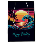Zonsondergang Retro Surf Wave Medium Cadeauzakje (Voorkant)