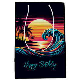 Zonsondergang Retro Surf Wave Medium Cadeauzakje