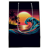 Zonsondergang Retro Surf Wave Medium Cadeauzakje (Achterkant)