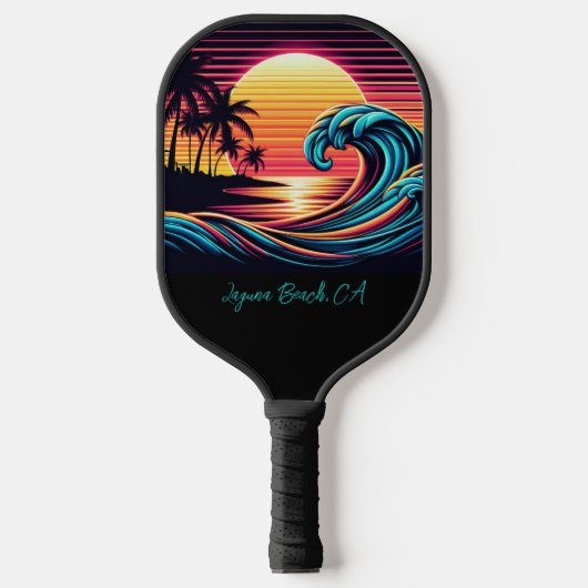Zonsondergang Retro Surf Wave Pickleball Paddle (Voorkant)