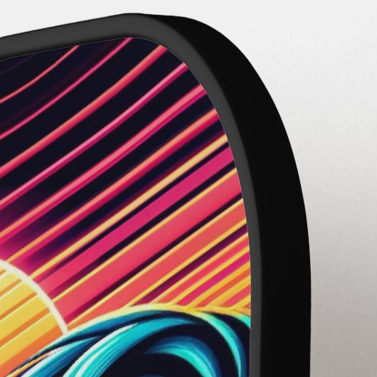 Zonsondergang Retro Surf Wave Pickleball Paddle (Links Detail)