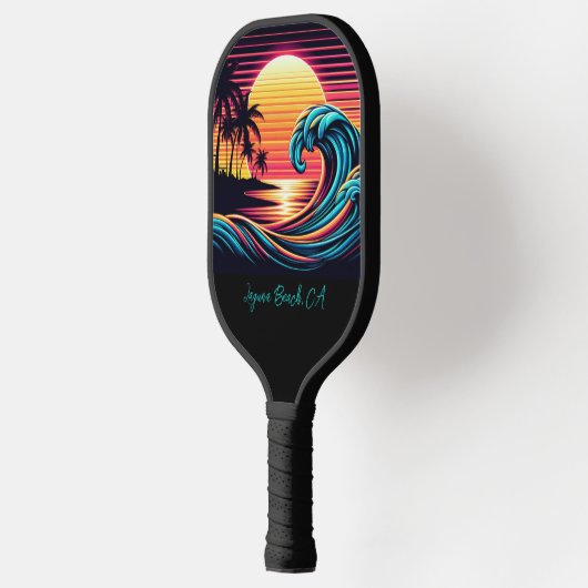 Zonsondergang Retro Surf Wave Pickleball Paddle (Links)