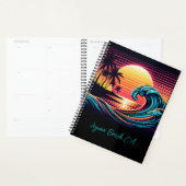 Zonsondergang Retro Surf-Wave Planner (Display)