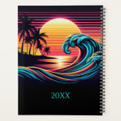 Zonsondergang Retro Surf-Wave Planner (Achterkant)