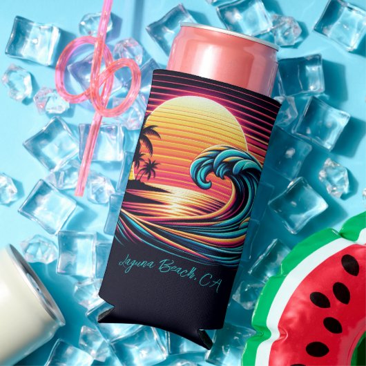 Zonsondergang Retro Surf Wave Seltzer Blikjeskoeler (Insitu Zomer)