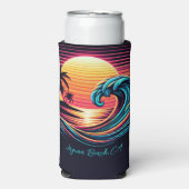 Zonsondergang Retro Surf Wave Seltzer Blikjeskoeler (Seltzer Voorkant)