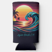 Zonsondergang Retro Surf Wave Seltzer Blikjeskoeler (Achterkant)