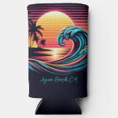 Zonsondergang Retro Surf Wave Seltzer Blikjeskoeler (Voorkant)