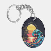 Zonsondergang Retro Surf-Wave Sleutelhanger (Voorkant Links)