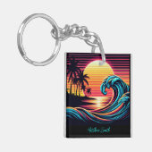Zonsondergang Retro Surf-Wave Sleutelhanger (Voorkant Links)