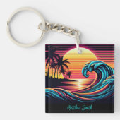 Zonsondergang Retro Surf-Wave Sleutelhanger (Voorkant)