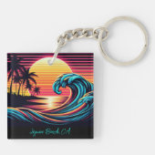 Zonsondergang Retro Surf-Wave Sleutelhanger (Achterkant)