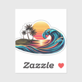 Zonsondergang Retro Surf-Wave Sticker