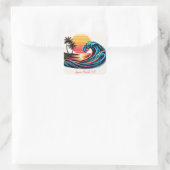 Zonsondergang Retro Surf Wave Vierkante Sticker (Tas)