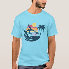 Zonsondergang Retro Surfen Surf Strand Zomer Vibes T-shirt