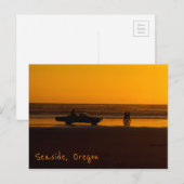 Zonsondergang rijden op het strand briefkaart (Voorkant / Achterkant)