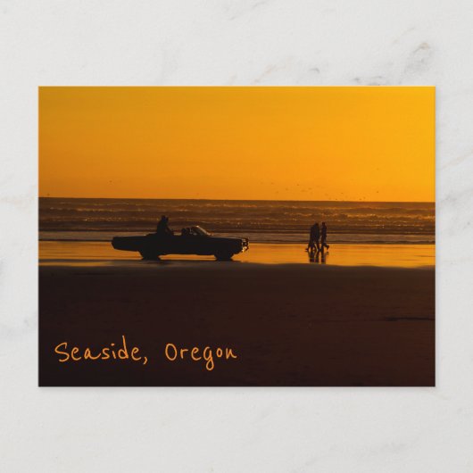Zonsondergang rijden op het strand briefkaart (Voorkant)