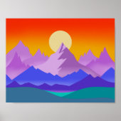 Zonsondergang Rocky Mountain Landscape Illustratie Poster (Voorkant)