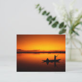 Zonsondergang, Roeiboot Silhouette-16497 Briefkaart (Staand voorkant)