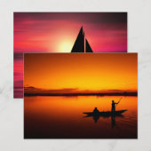 Zonsondergang, Roeiboot Silhouette-16497 Briefkaart (Voorkant / Achterkant)