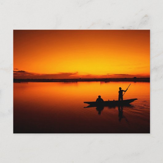 Zonsondergang, Roeiboot Silhouette-16497 Briefkaart (Voorkant)