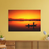 Zonsondergang, Roeiboot Silhouette-16497 Canvas Afdruk (Insitu (Woonkamer))