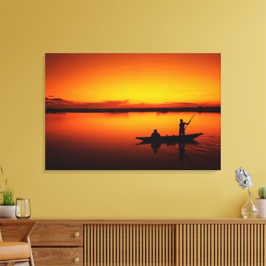 Zonsondergang, Roeiboot Silhouette-16497 Canvas Afdruk (Insitu (Woonkamer))
