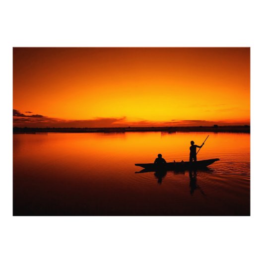 Zonsondergang, Roeiboot Silhouette-16497 Foto Afdruk (Voorkant)