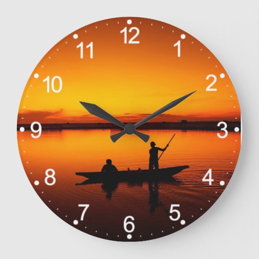 Zonsondergang, Roeiboot Silhouette-16497 Grote Klok (Voorkant)