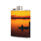 Zonsondergang, Roeiboot Silhouette-16497 Heupfles (Links)