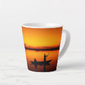 Zonsondergang, Roeiboot Silhouette-16497 Latte Mok (Rechterhoek)