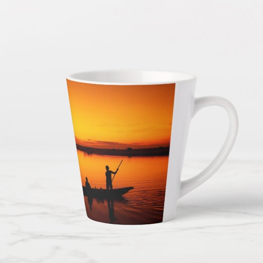 Zonsondergang, Roeiboot Silhouette-16497 Latte Mok (Rechts)