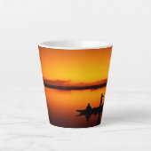 Zonsondergang, Roeiboot Silhouette-16497 Latte Mok (Voorkant)
