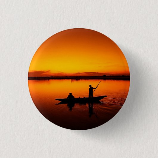 Zonsondergang, Roeiboot Silhouette-16497 Ronde Button 3,2 Cm (Voorkant)