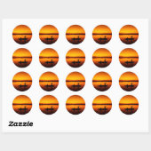 Zonsondergang, Roeiboot Silhouette-16497 Ronde Sticker (Vel)