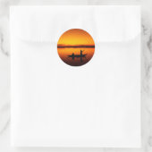Zonsondergang, Roeiboot Silhouette-16497 Ronde Sticker (Tas)