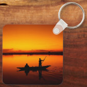 Zonsondergang, Roeiboot Silhouette-16497 Sleutelhanger (Achterkant)