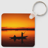 Zonsondergang, Roeiboot Silhouette-16497 Sleutelhanger (Achterkant)