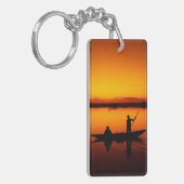 Zonsondergang, Roeiboot Silhouette-16497 Sleutelhanger (Voorkant Links)