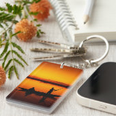 Zonsondergang, Roeiboot Silhouette-16497 Sleutelhanger (Voorkant Rechts)
