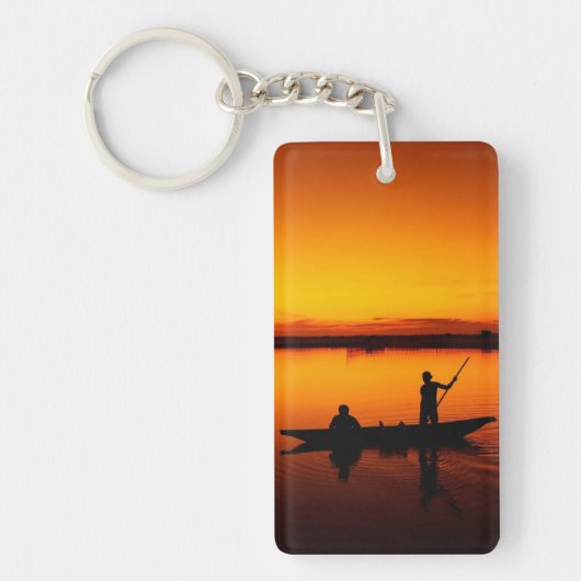 Zonsondergang, Roeiboot Silhouette-16497 Sleutelhanger (Voorkant)