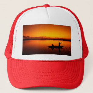 Zonsondergang, Roeiboot Silhouette-16497 Trucker Pet