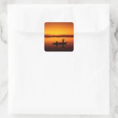Zonsondergang, Roeiboot Silhouette-16497 Vierkante Sticker (Tas)
