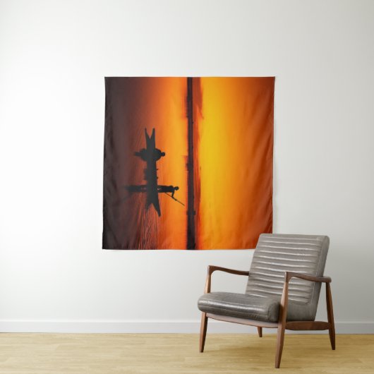 Zonsondergang, Roeiboot Silhouette-16497 Wandkleed (In Situ (horizontaal))